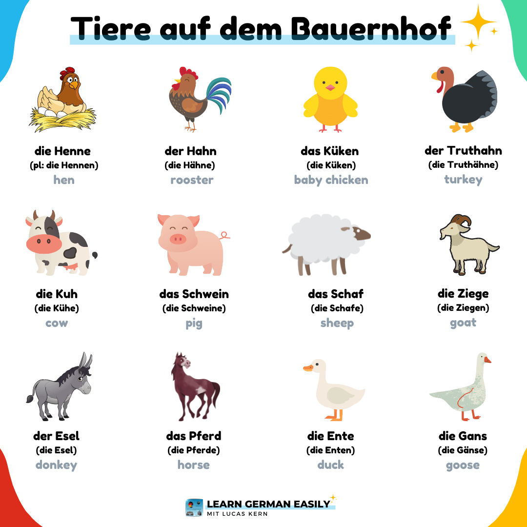 die Tiere auf dem Bauernhof - German Vocabulary