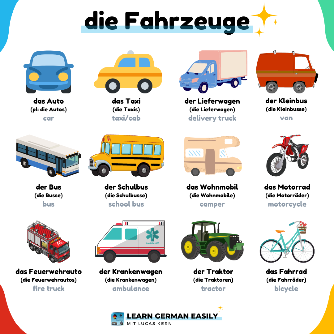 German vocabulary - die Fahrzeuge